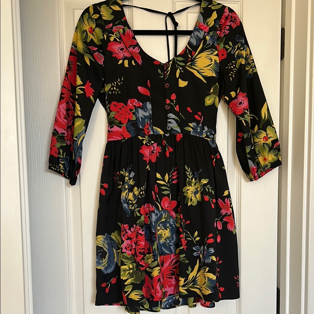 Floral Black Dress